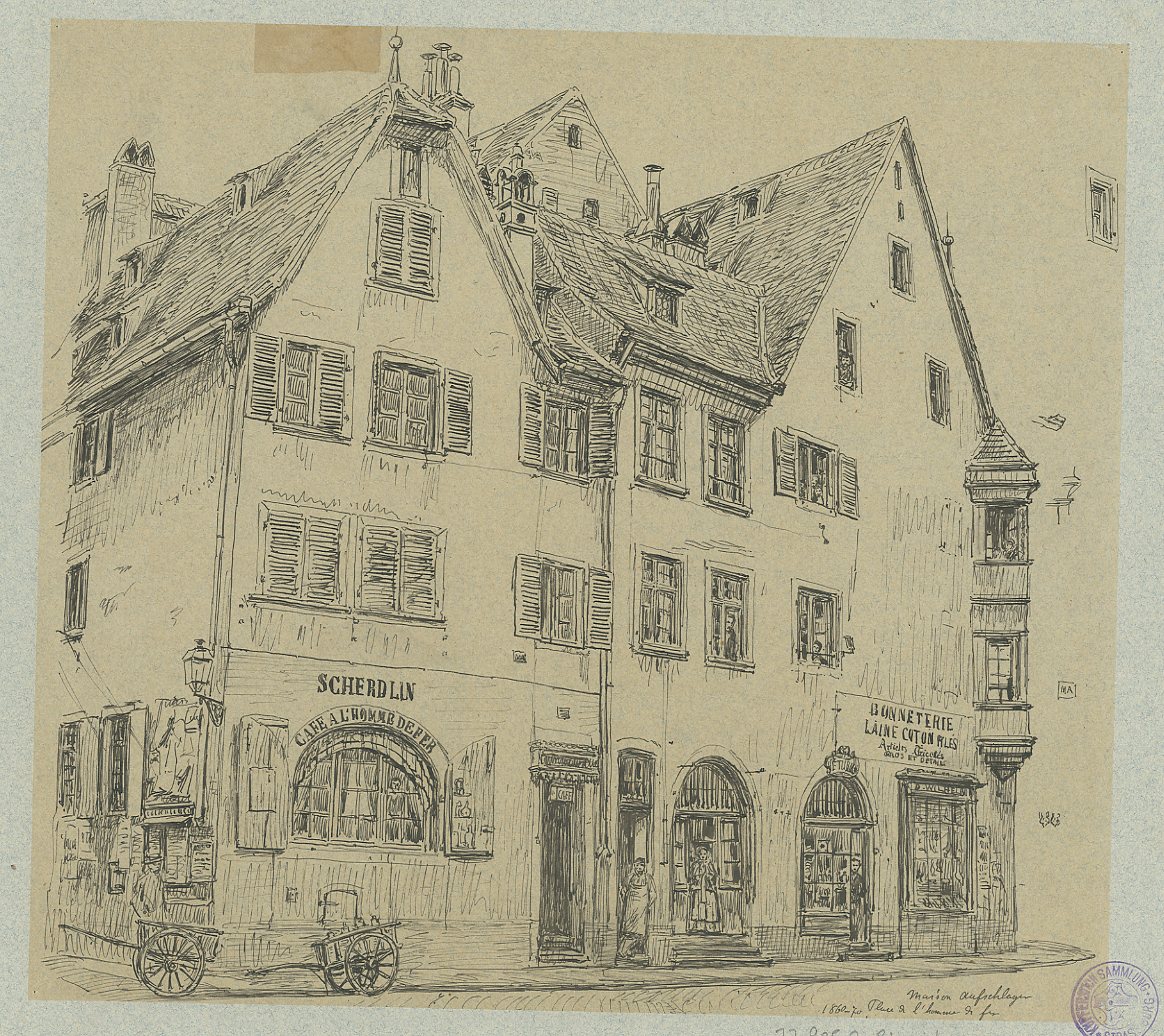 VUE DE STRASBOURG : MAISON AUFSCHLAGER PLACE DE L'HOMME DE FER_0